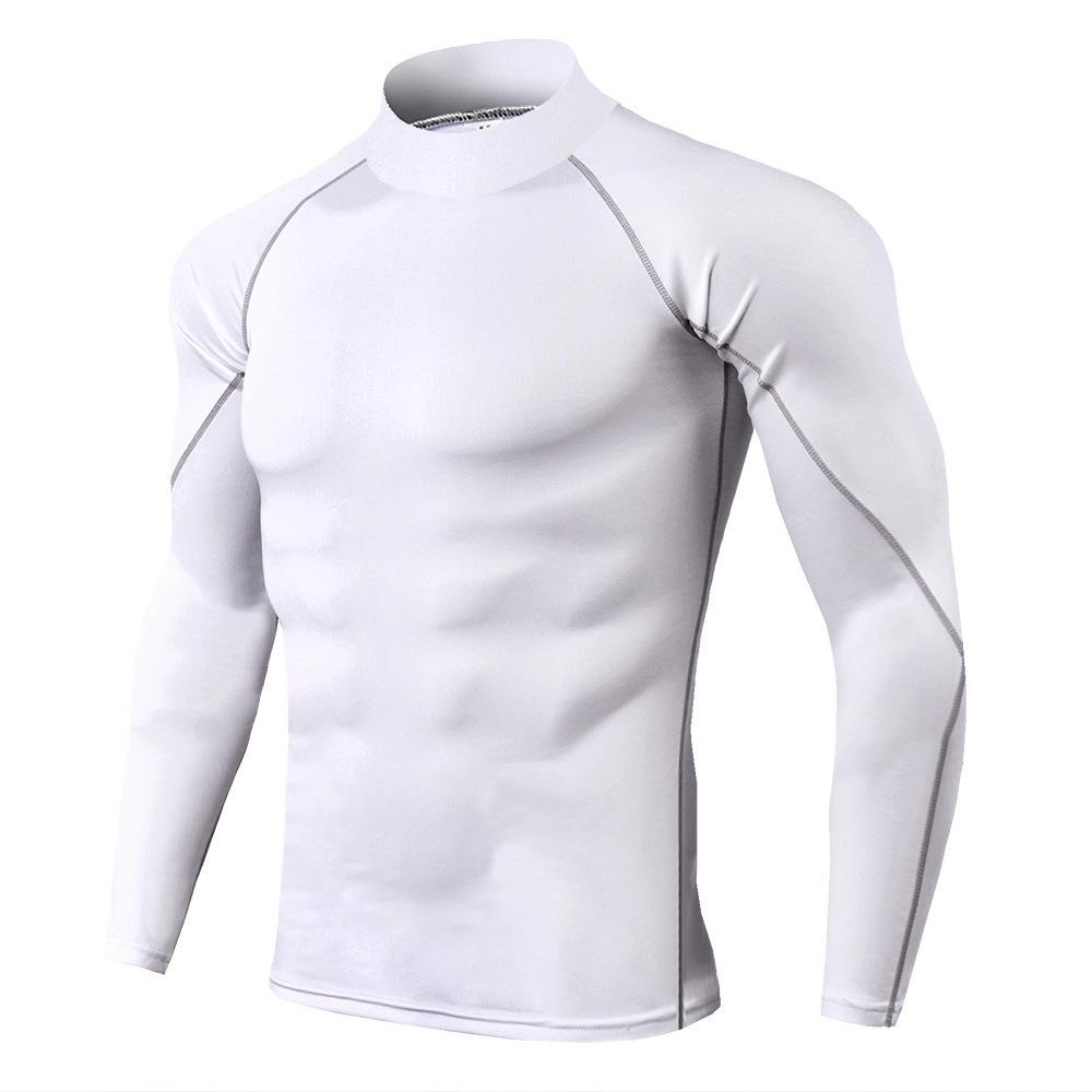 Men's High Neck Long Sleeve Quick-Dry Sports Bodysuit for Football & Basketball Training