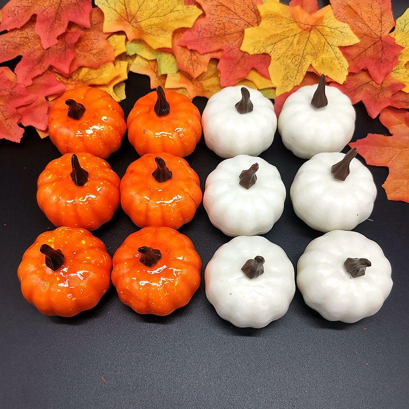 12pcs Artificial Mini Foam Pumpkin Simulation Props Perfect For Halloween Party Decoration