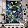 Wall Hanging Tapestry With Custom Name & Text, Blue Lock Decorative Tapestry For Bedroom
