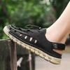 Men Sandals New Elastic Band Leather Hollow Breathable Comfortable Lightweight Summer Outdoor Beach Walking Sandals for Teen
