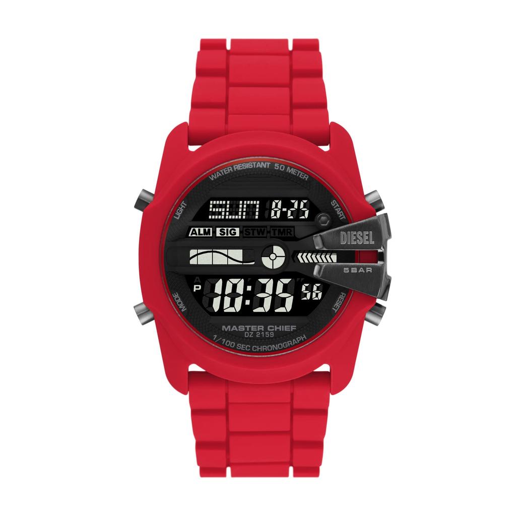 Diesel Men's Master Chief Stainless Steel Quartz Watch, Red Digital, One Size, Master Chief