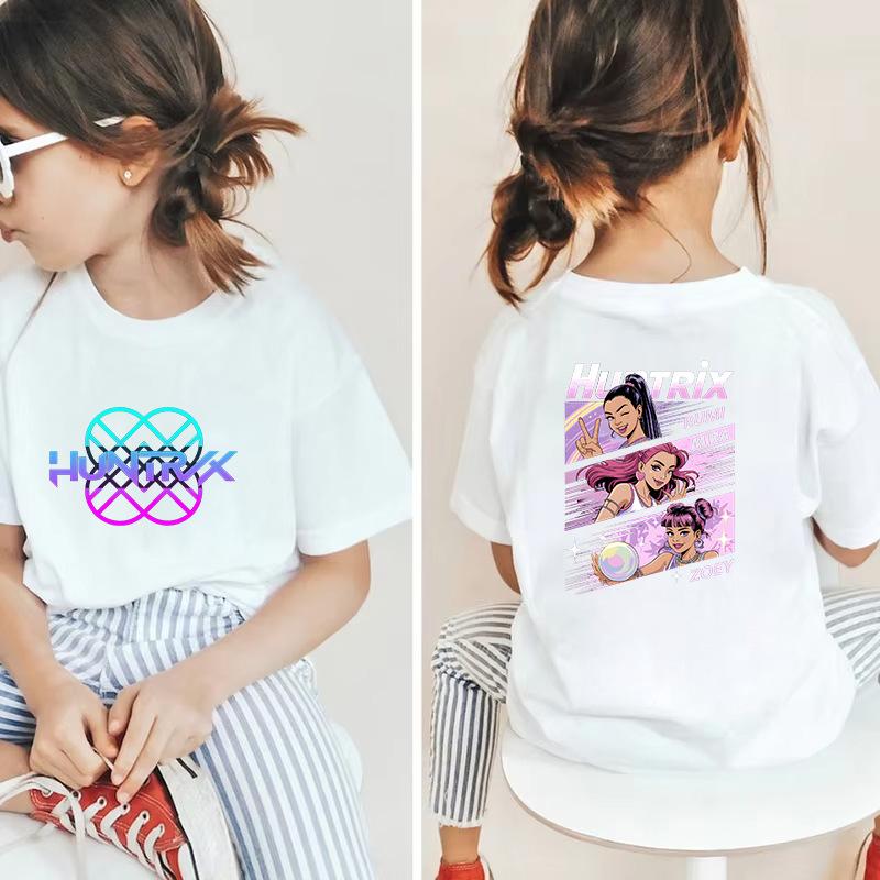 Kpop Hunter Girls' Korean Printed Short Sleeve Medium to Small Kids' T-Shirt