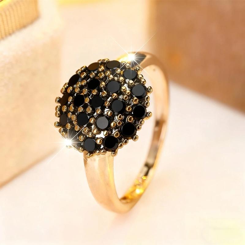 1Pc Cute Female White Black Zircon Stone Gold Color Wedding Jewelry Promise Engagement Rings For Women