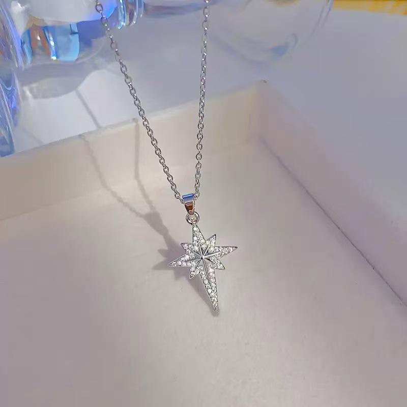 Pendentif Étoile à Huit Branches: Accessoire DIY de Luxe en Cuivre et Zirconia pour Femmes