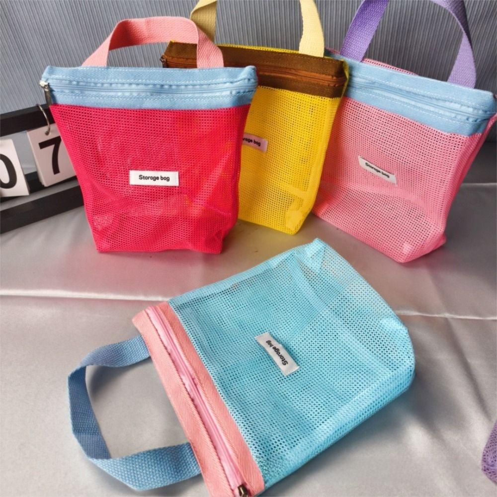 New Dopamine Mesh Toiletry Bag Transparent Portable Cosmetic Bags Large Capacity Underwear Storage Bag Travel