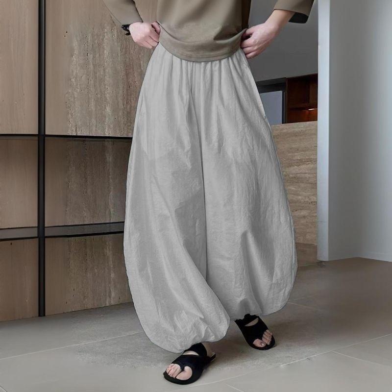 

Летние женские шаровары оверсайз Элегантные женские брюки-фонарики Повседневные свободные дышащие хлопковые брюки с широкими штанинами XXL серый