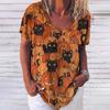 Μπλουζάκι Γυναικείο 3d Fashion Cat Print V λαιμόκοψη κοντό μανίκι Βασικά μπλουζάκια Streetwear Καλοκαιρινό casual υπερμεγέθη γυναικεία ρούχα 5XL