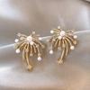 Zircon Flower Stamen Shaped Earrings for Women Gold Color Micro Inlaid Luxury Party Jewelry Exquisite Accessories New Design