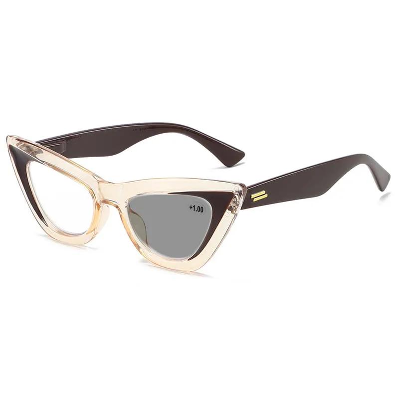 Transparent Candy Color Photochromic Myopia Glasses for Women and Men Fashion Triangle Frame Color Changing Eyeglasses Diopter