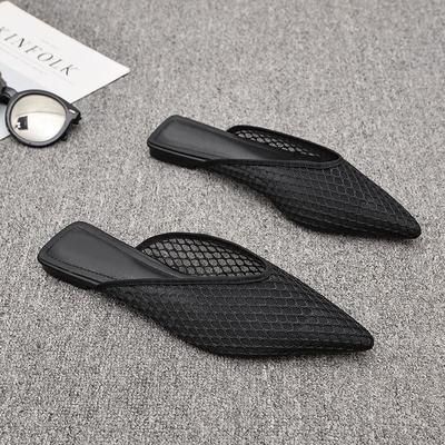 Summer Pointed Flat Sandals for Lazy People, Half Dragged , Toe Wrapped Women's Slippers