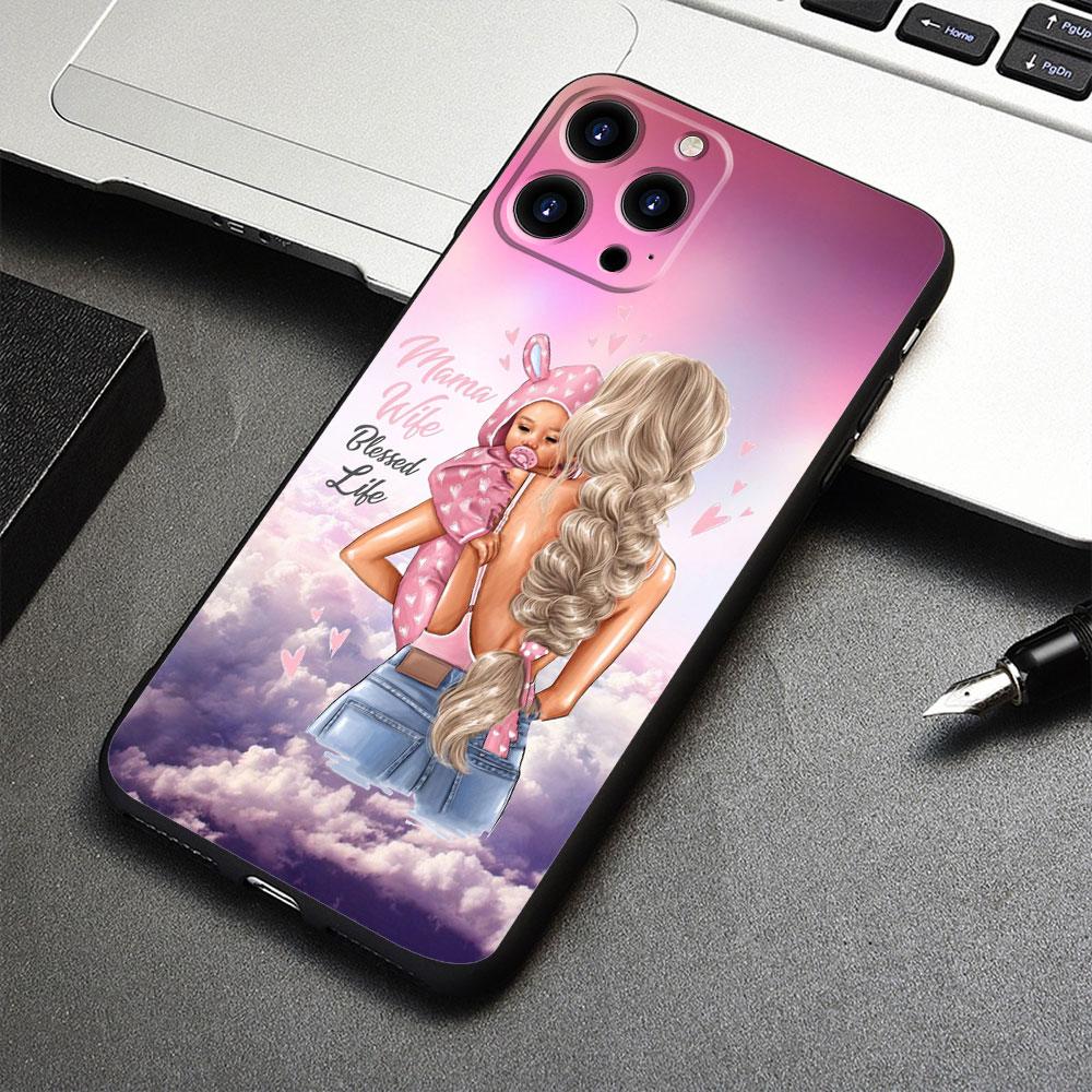Pro iPhone 8 Plus 13 Pro Max 14 XR 12 XS 7 11 X SE2 5S Mini SE2022 6S 5 SE Pouzdro Žena Móda dívka Super Máma miminko TPU