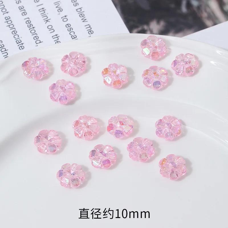 ZW10 50pcs 10mm Plating Color Flower Bright Acrylic Beads Spacer Beads Jewelry Making DIY Bracelet Exquisite Trend Wholesale