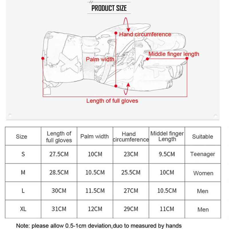 Thermal Ski Gloves Men Women Winter Fleece Waterproof Warm Snowboard Snow Gloves 5 Fingers Touch Screen for Skiing Riding