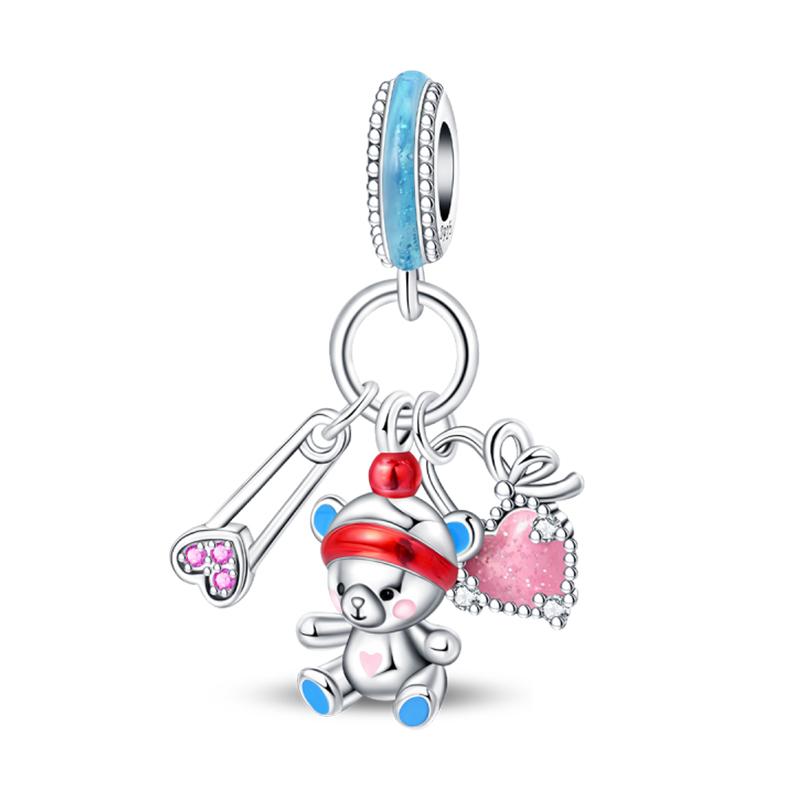 Copper Metal Bear Rabbit Koala Rainbow Horse Flamingo Princess Charm Bead Components Bead Components Compatible With Pan Authentic Original Bracelets