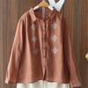 Tops for Women Long Sleeve Shirts Spring Embroidery Oversize Versatile Casual Cotton Shirt Loose Blouse Pullover Tops