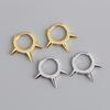 Sterling Punk Style Hoop Earrings Women Geometric Design Gold White Fashion Jewelry 2025 Fall