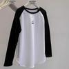Plus Size 240 Jin Smiley Face Embroidered Raglan Long Sleeve Brushed Thermal Fleece Women's Fall/Winter Base Layer Top