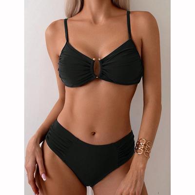 Women Swimwear Solid Swimsuits Push Up Bathsuit Sexy Two Piece Suit High Waist Summer Bikini Sets High Cut Bikini