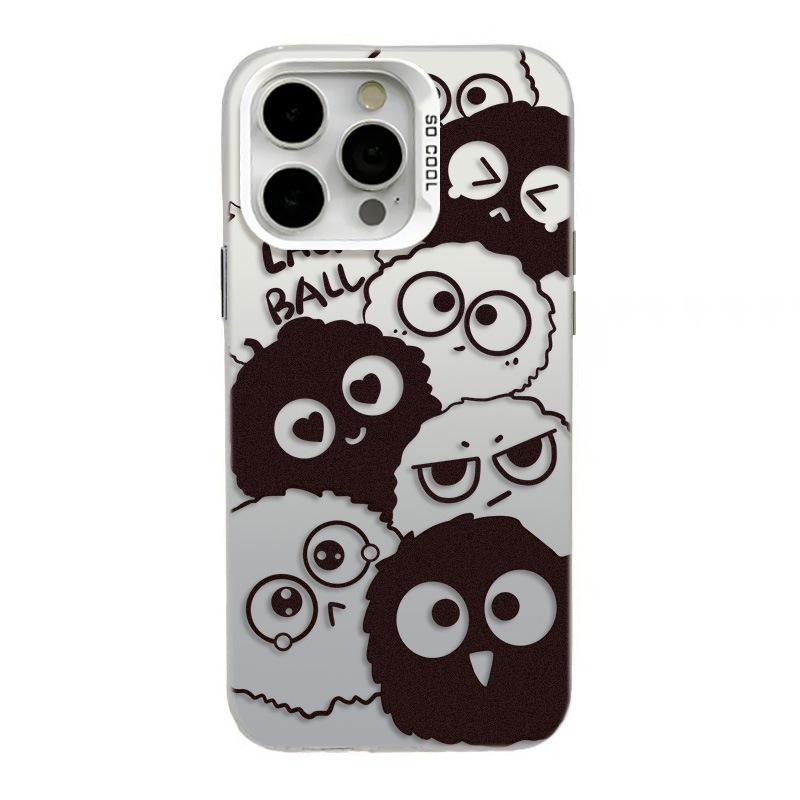Cartoon Coal Ball Phone Case for iPhone 17/16 Pro/15 Pro Max/14 Pro/13 - Silver Edition
