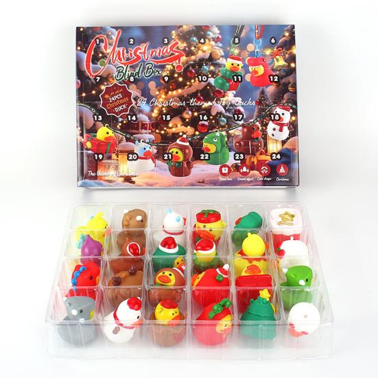 24Pcs Christmas Rubber Ducks Advent Calendar 24-Day Countdown Box Fun Decorative Kids Gift Xmas
