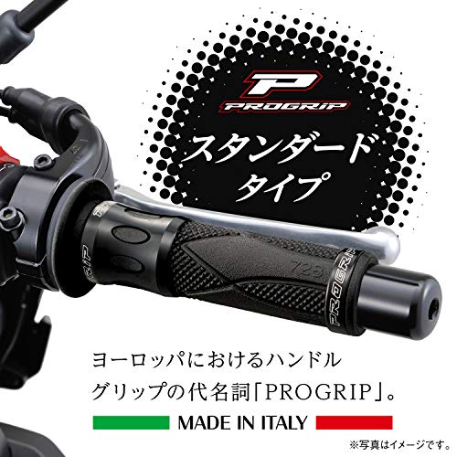 Daytona PROGRIP Motorcycle Grip for Handlebar Diameter 22.2 122mm Standard Rubber End Penetration 728 Type Aluminum Ring Black 98091