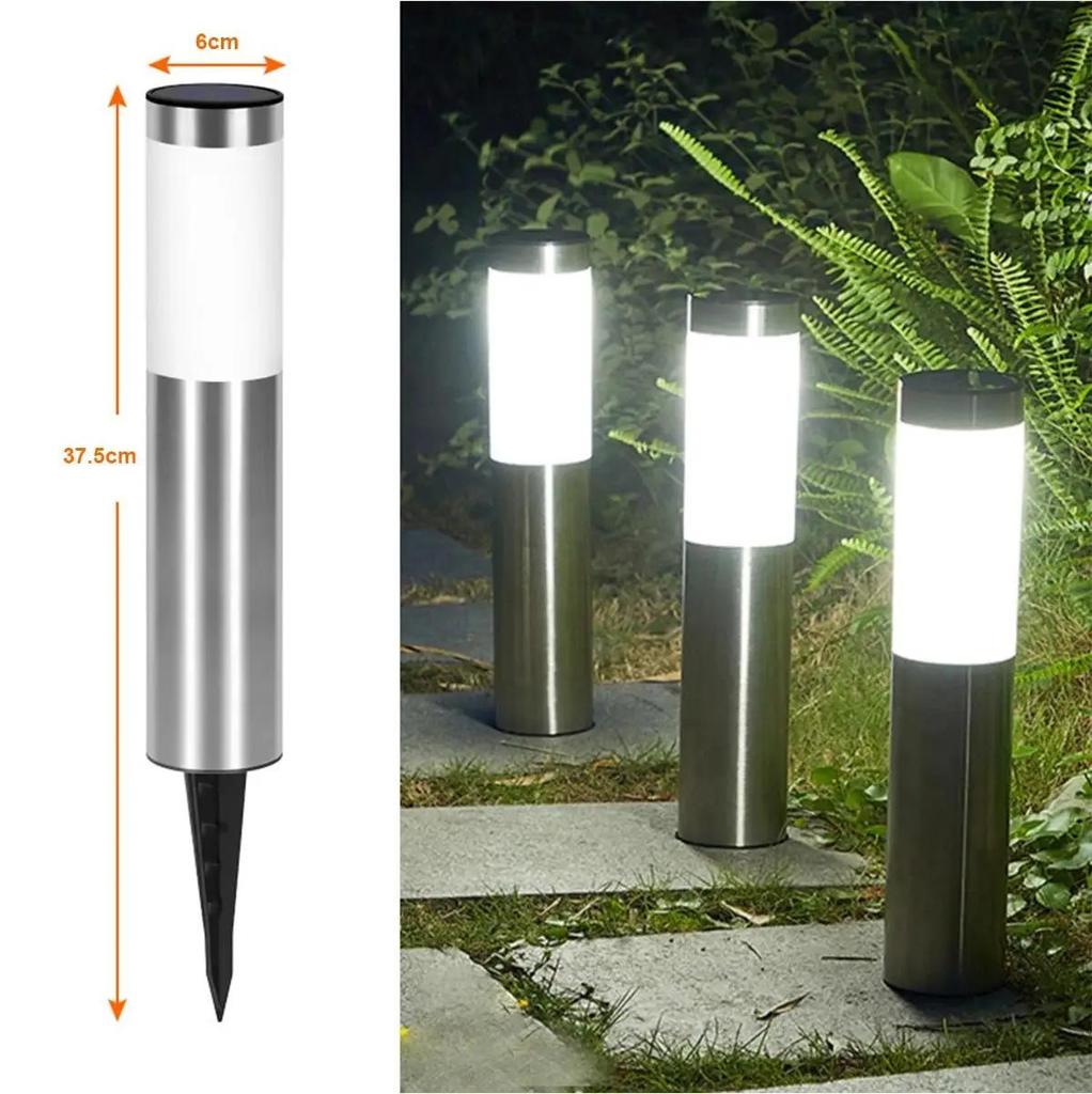 Cylindrical Garden Solar Light Dusk To Dawn Outdoor Waterproof Lights Lamp Cool White Warm White Solar Powered Garden Lighting