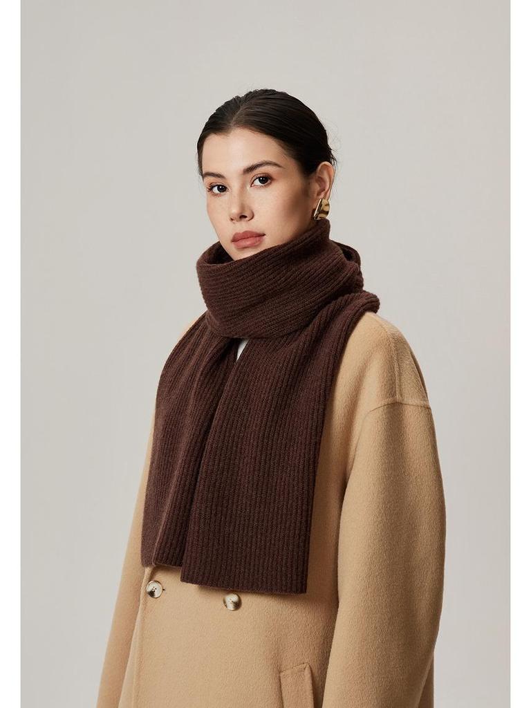 Women's High-End Korean-Style Wool-Cashmere Scarf: 7% Cashmere, 93% Knitted Wool, Perfect for Autumn and Winter.