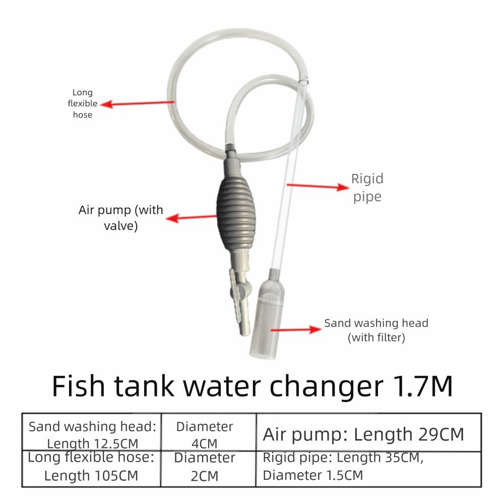 

Поглинач Води Очисник Акваріума Ручний Насос для Заміни Води Міцний Сифонний Шланг 1.7M