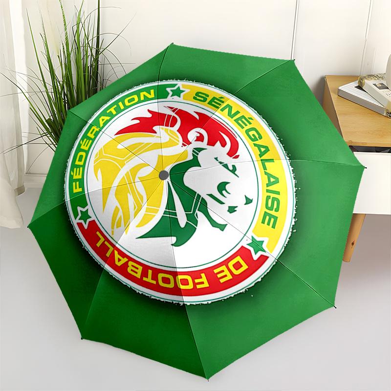 

Senegal Football Federation Logo Automatic Folding Umbrella 8 Ribs, Durable Iron Frame, Bright Color Pattern Compact Travel Umbrella, Suita