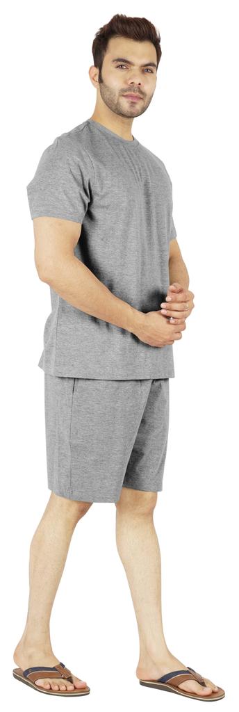 Inkmeso Solides Baumwoll-2-teiliges Nachtwäsche-Set Sommer-Shorts und T-Shirt-Set für Herren Schlafbekleidung Klassischer Pyjama