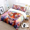 Cute tiger cub in vibrant flowers Print Soft Comfortable Duvet Cover Bedding Set Included 1*Duvet Cover 2*Pillowcases
