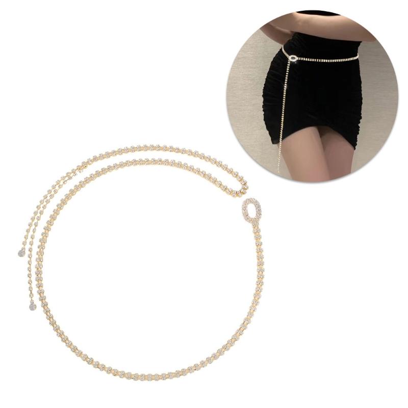 Rhinestones Embellished Waist Chain Fashionable Women Elegan Body Chain for Evening Wear