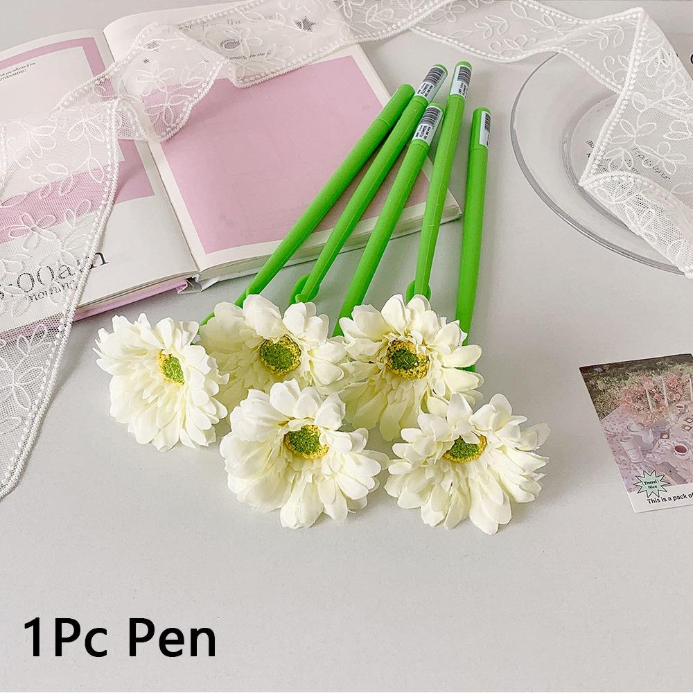 Silicone Writing Pen Simulated Gardenia Wedding Sign-in Pen DIY Floral Gel Pen  for Student's Gift