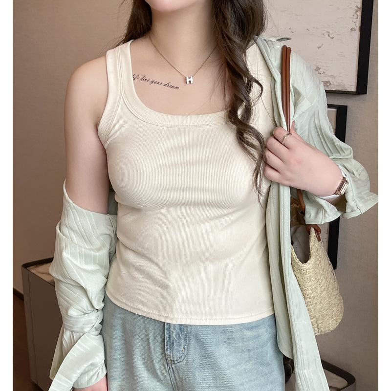 Pure Cotton Square Collar Large Size Camisole Women's Spring and Summer Inner Layer Fashion High-end Tops Slim Fit Outer Wear