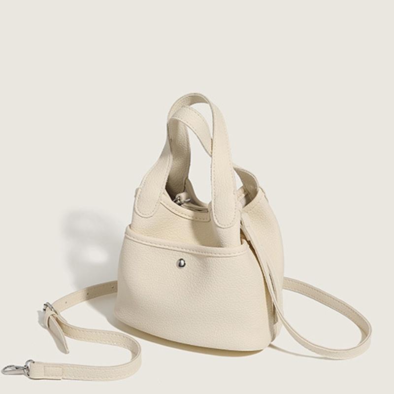 IELGY fashion simple soft leather texture shoulder bucket bag women