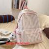 Spacious And Light Striped Nylon Backpack With Padded Straps For Girls School
