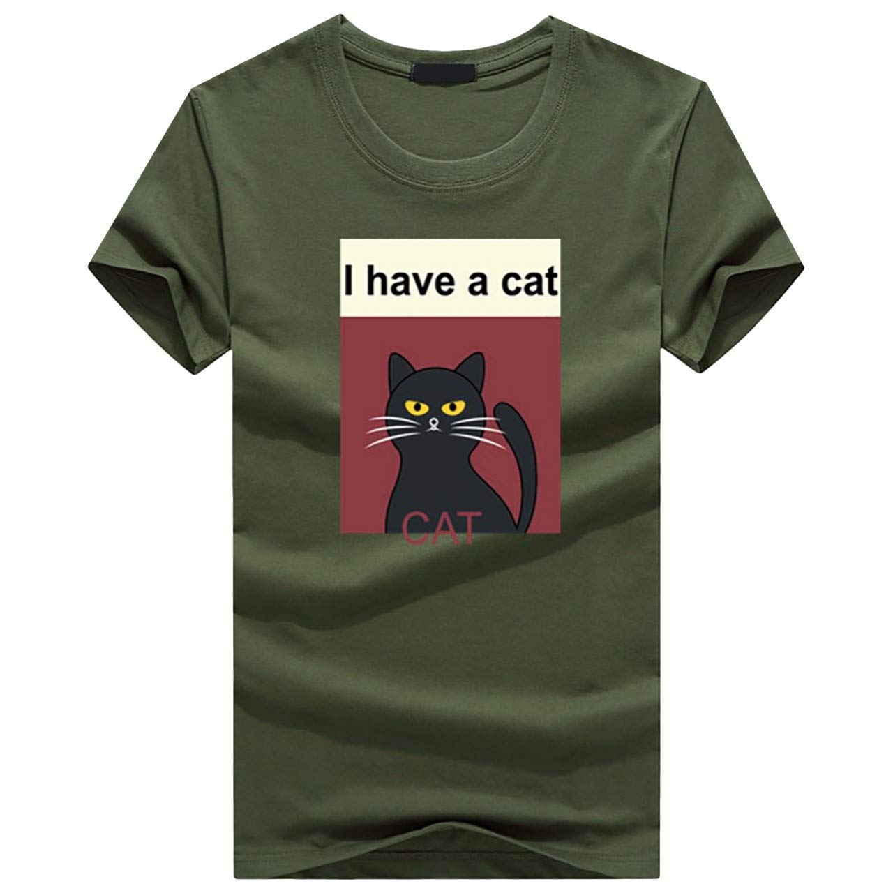 

BUZZxSELECTION Футболка мужская с коротким рукавом и стильным принтом черного кота 04 размер (BSTS041, Хаки, L)