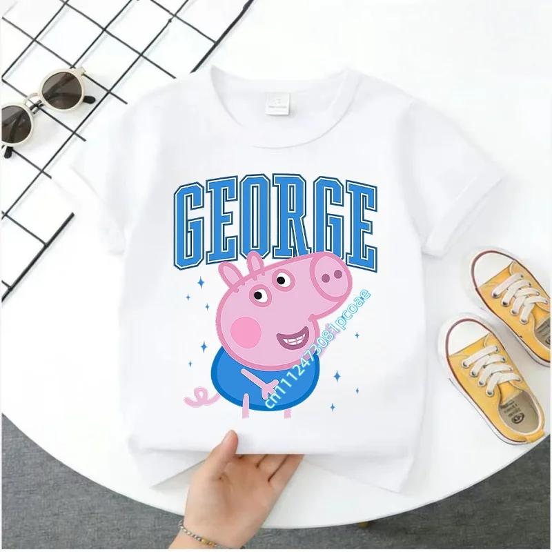 2026 Summer New Style T-shirt - Peppa Pig Kids' Pure Polyester Short-Sleeved Boys' Sportswear Girls' Casual Top with Cartoon Print
