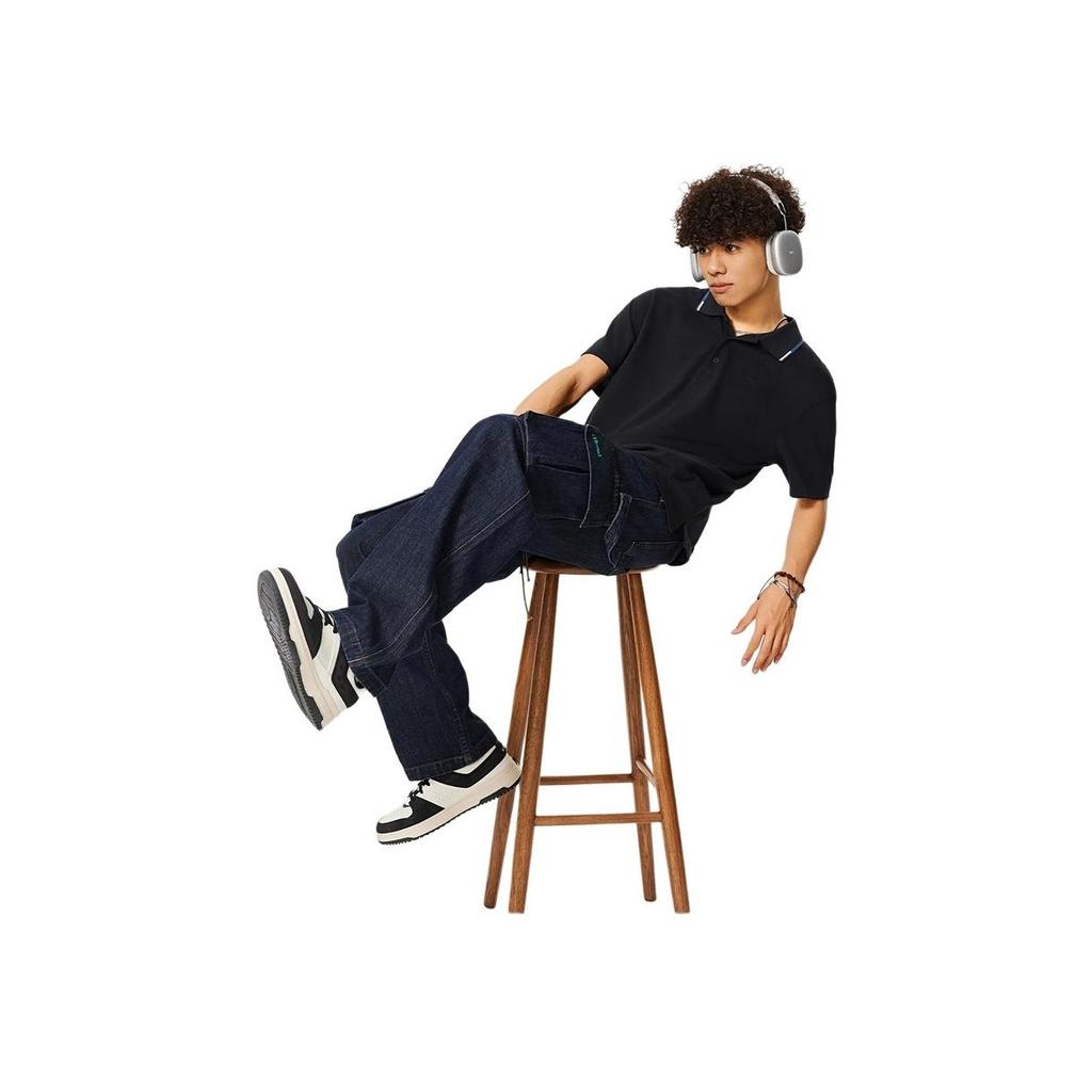 Li Ning Sports Trend Series Simple Casual Solid Color Short Sleeve Polo Shirt Men Polo Shirts Deep-Navy APLU165-2