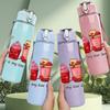 1PC Colorful Iced Coffee Cups 750ml Color Plastic Sports Water Bottle Leakproof Flip Straw Lid Suitable for Sports Office Home Use