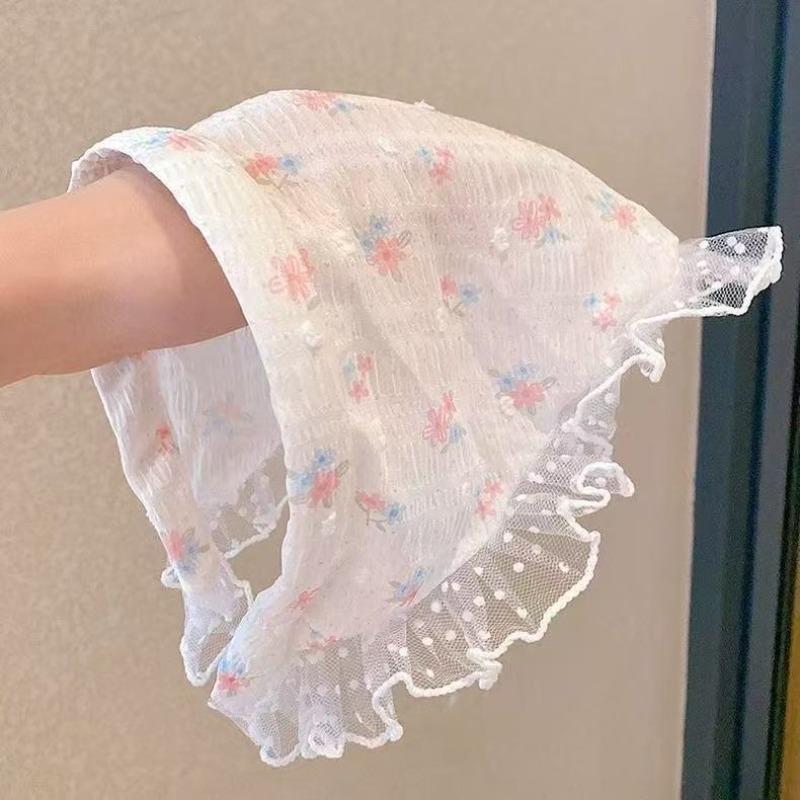 Idyllic lace headband new blast furnace top triangle scarf headband French retro plaid sweet and cute headscarf
