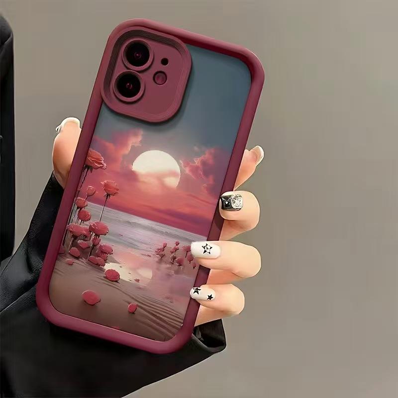Moon Flower Sea is suitable for Apple 16ProMax mobile phone case iPhone15 anti-drop 14Pro all-inclusive 17Air beautiful
