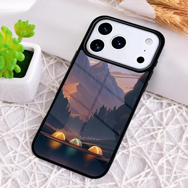 Étui de téléphone antichoc Art Camping Nature pour iPhone 17 Air 16e 15 11 12 14 13 Pro Max Coque