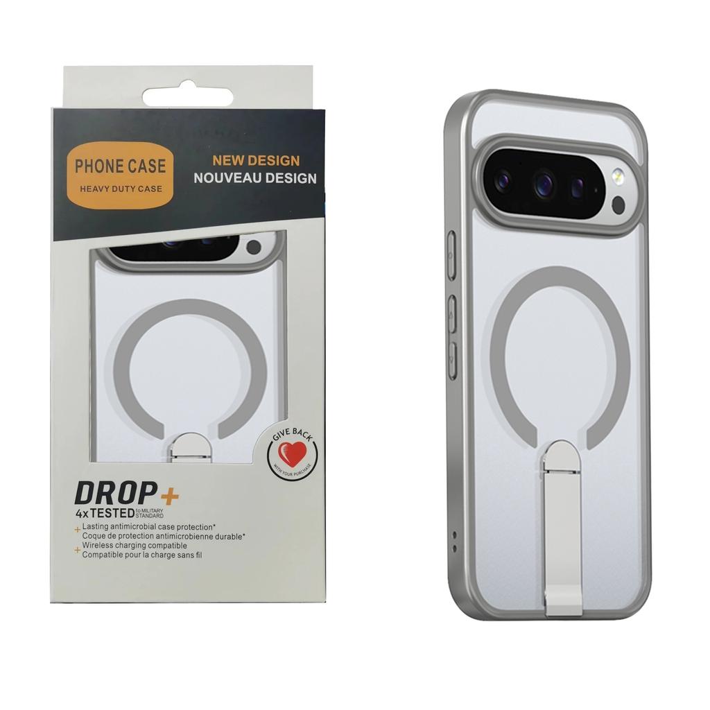 Matte Translucent TPU+PC Wireless Charge Armor Phone Case For Google Pixel 10 9 Pro XL 9A Alloy Bracket/Camera Len Protect Cover