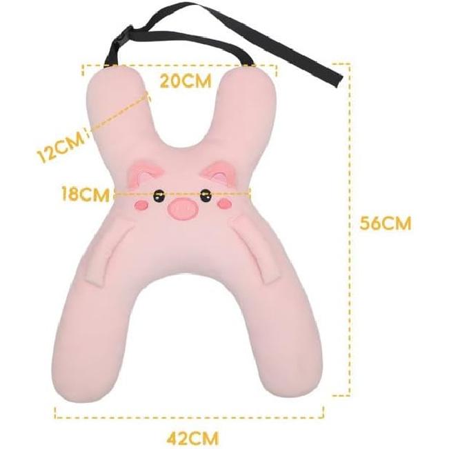 Car Pillow For Travel – Animal-Themed Car Seat Cushion With Safety Belt Protector – 4 Cute Styles: Pig, Dog, Rabbit, Panda (Rabbit)