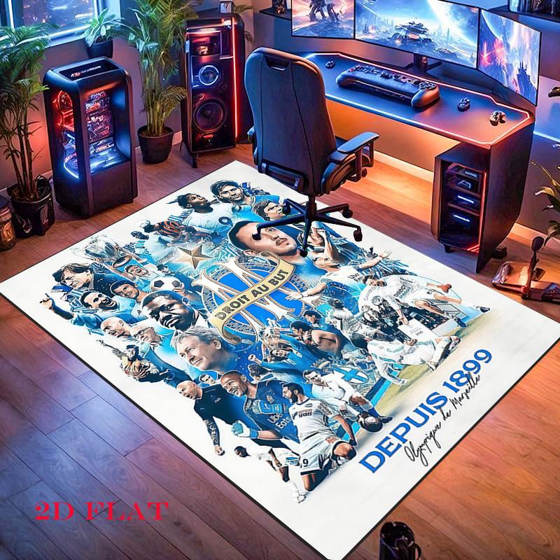 Olympique de Marseille Carpet Rug for Living Room Bedroom Home Sofa Decoration,Kids play Nonslip Floor Mat
