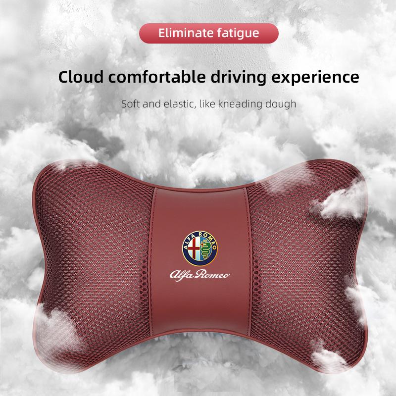 2026 Hot Sticker High-end Ice Silk Car Seat Headrest Memory Foam Comfort Pillow Auto Interior For Alfa Romeo 4C 159 166 Giulia G