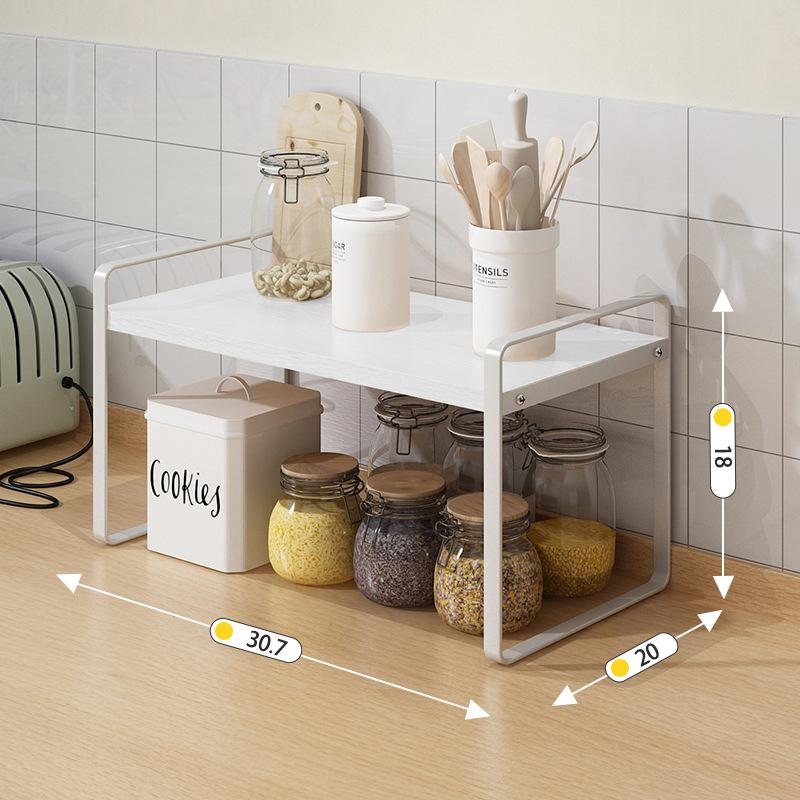 

Steel+Wood Log Layered Household Spice Storage Racks Desktop Storage Racks White