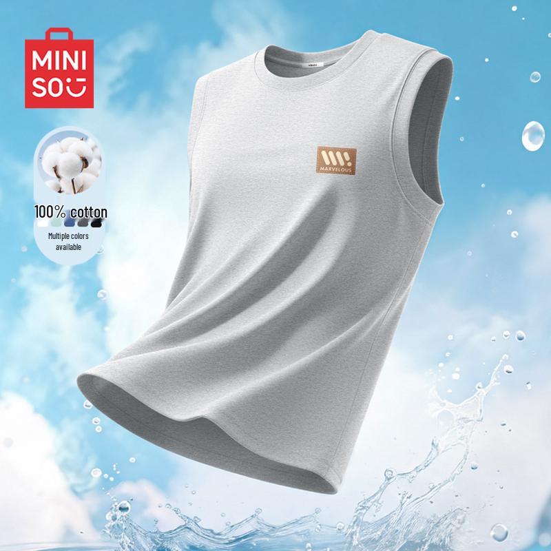

MINISO Men s Pure Cotton Sleeveless Vest T-Shirt L