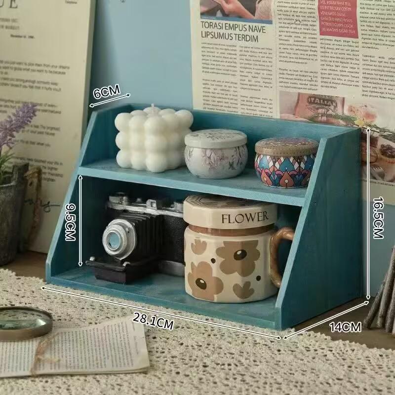 Zakka Wall-Mounted Wooden Desk Organizer - Multi-layer Retro Storage Rack